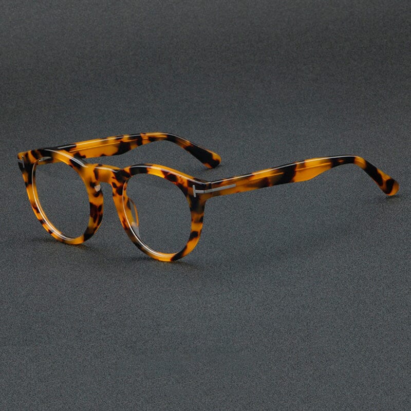Ace Retro Acetate Glasses Frame Round Frames Southood Yellow Leopard 