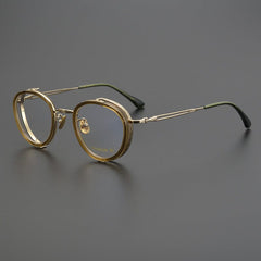 Adler Round Titanium Glasses Frame Round Frames Southood Olive Green Gold