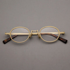 Alden Retro Alloy Glasses Frame oval frame Southood Gold