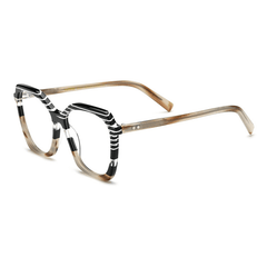 Allyse Acetate Rectangle Glasses Frame Rectangle Frames Southood Stripe Brown
