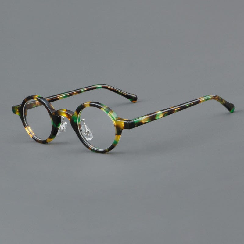 Alon Vintage Round Glasses Frame Round Frames Southood Green Leopard 