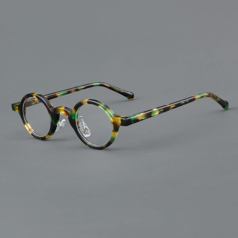 Alon Vintage Round Glasses Frame Round Frames Southood Green Leopard