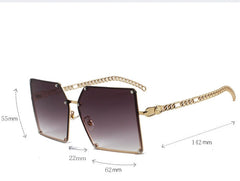 Amber Vintage Alloy Chain Rivet Square Eyewear Sunglasses MON