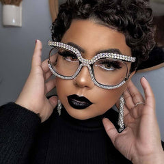 Arlene Luxury Rhinestone Large Glasses Frame Cat Eye Frames Southood