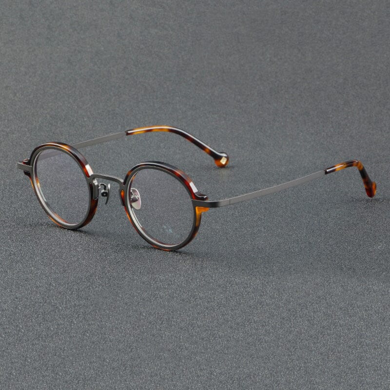 Aston Vintage Acetate Glasses Frame Round Frames Southood Gray leopard