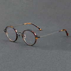 Aston Vintage Acetate Glasses Frame Round Frames Southood Gray leopard