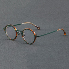 Aston Vintage Acetate Glasses Frame Round Frames Southood Green leopard