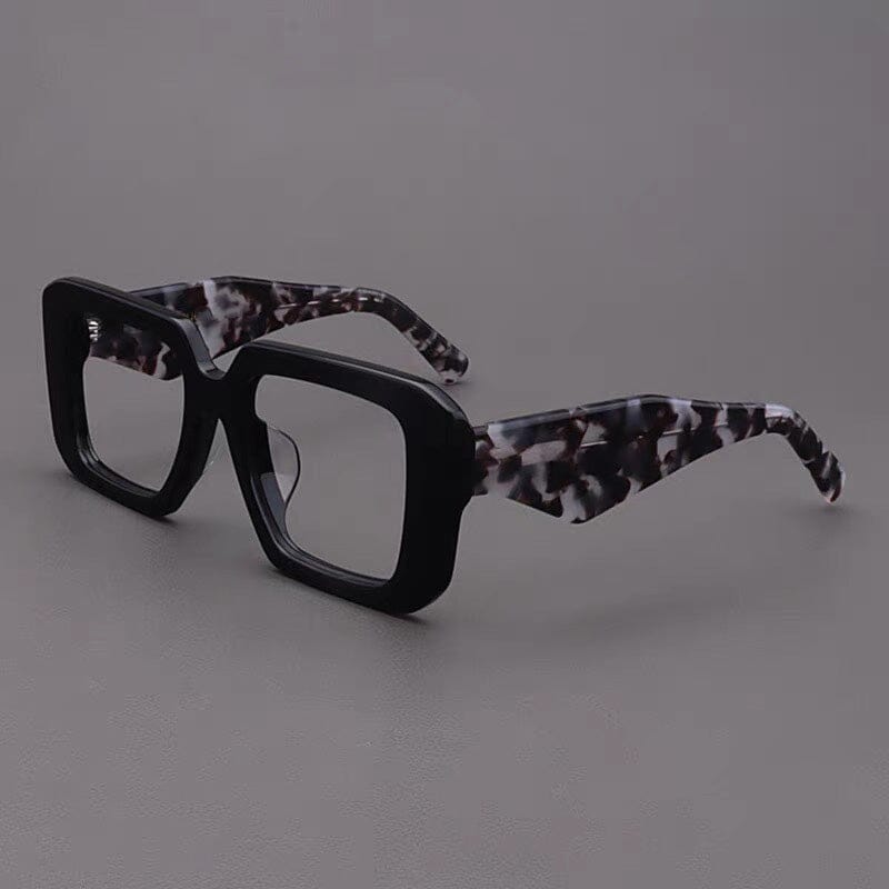 Atwell Vintage Acetate Glasses Frame Rectangle Frames Southood Black Black Leopard