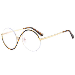 Augustin Round Unique Metal Half Frame Round Frames Southood Leopard