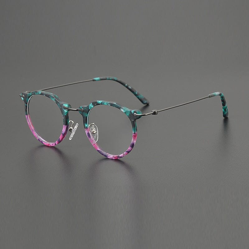 Ava Vintage Round Acetate Glasses Frame Round Frames Southood Green Purple