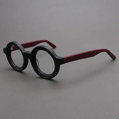 Ayers Retro Acetate Glasses Frame Round Frames Southood Black Red