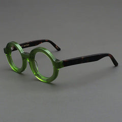 Ayers Retro Acetate Glasses Frame Round Frames Southood Green Leopard
