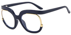 Barbara Retro Overszied Shades Half Glasses Frame Rectangle Frames Southood C2 dark blue clear