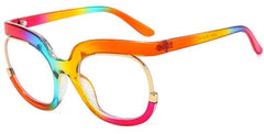 Barbara Retro Overszied Shades Half Glasses Frame Rectangle Frames Southood C8 rainbow clear