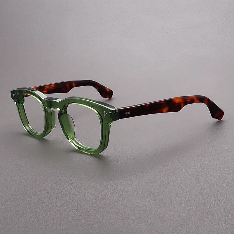 Bek Vintage Acetate Glasses Frame Rectangle Frames Southood Green Leopard