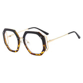 Belle Polygon Round Glasses Round Frames Southood Black leopard