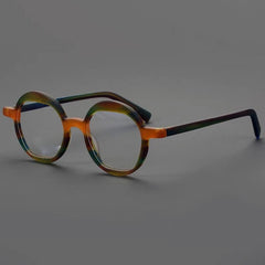 Benon Round Striped Acetate Glasses Frame Round Frames Southood Green
