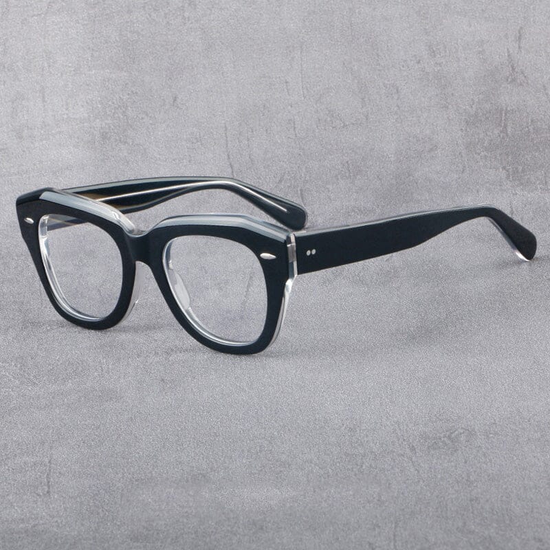 Bersh Retro Acetate Glasses Frame Round Frames Southood Black clear