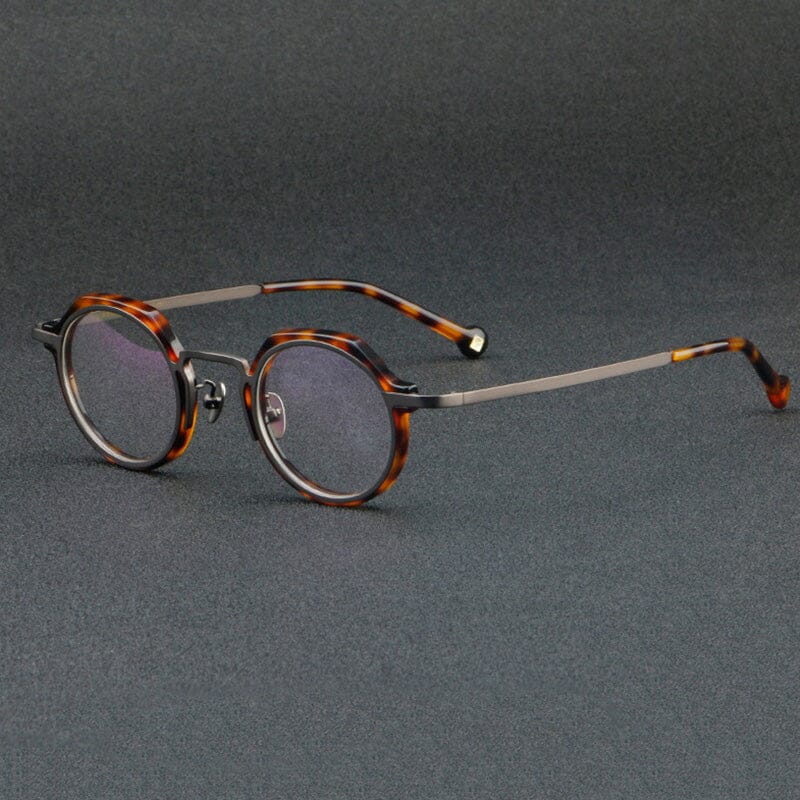 Berwin Vintage Acetate Glasses Frame Round Frames Southood Gray leopard
