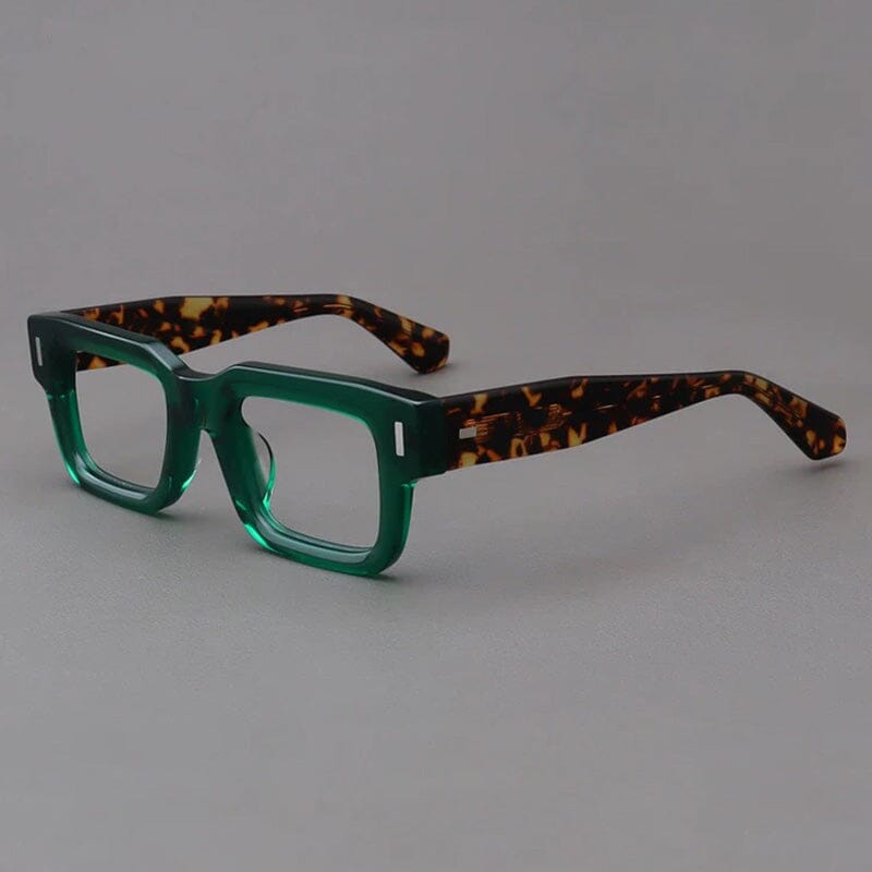 Bill Acetate Rectangle Glasses Frame Rectangle Frames Southood Green Leopard
