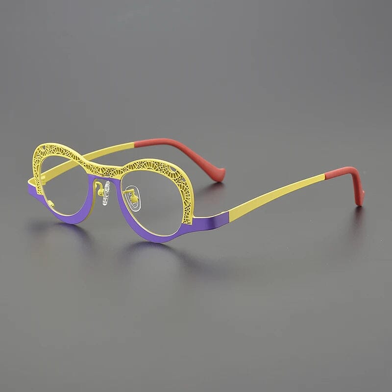 Blythe Personality Small Titanium Glasses Frame Round Frames Southood Purple Yellow