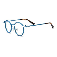 Bodhi Steampunk Titanium Round Glasses Frame Round Frames Southood Cyan blue