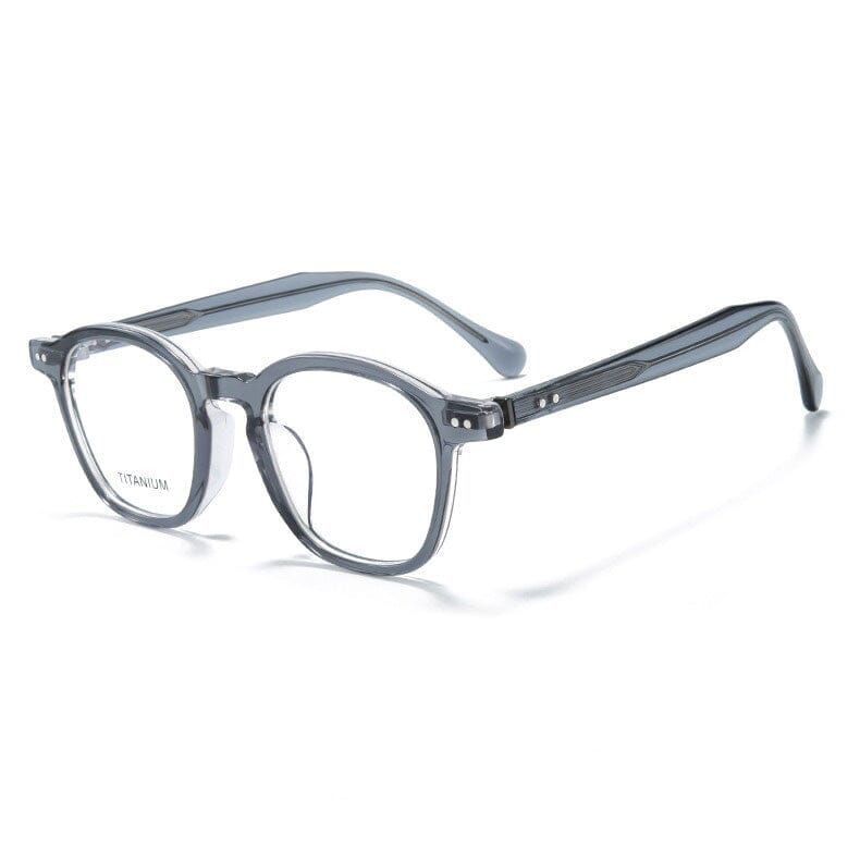 Borg Acetate Titanium Glasses Frame Oval Frames Southood Clear Gray
