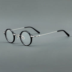 Botolf Vintage Round Acetate Glasses Frame Round Frames Southood Black Silver