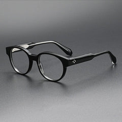 Brad Retro Acetate Glasses Frame Oval Frames Southood Black