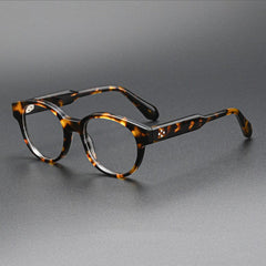 Brad Retro Acetate Glasses Frame Oval Frames Southood Yellow Leopard