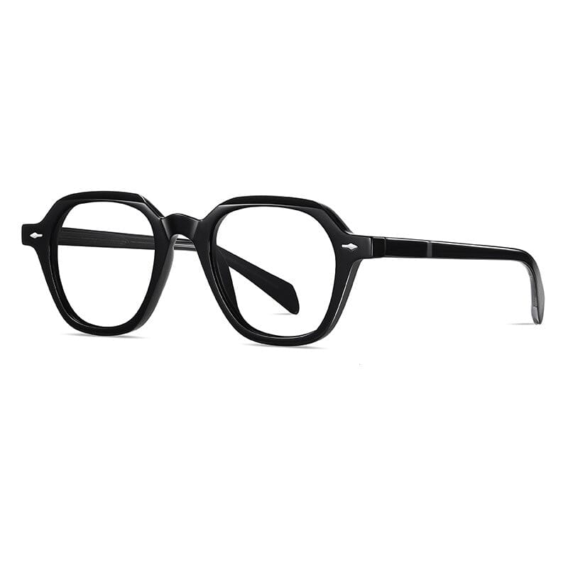 Brocly Vintage TR90 Polygon Eyeglasses Geometric Frames Southood Black
