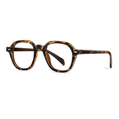 Brocly Vintage TR90 Polygon Eyeglasses Geometric Frames Southood Leopard