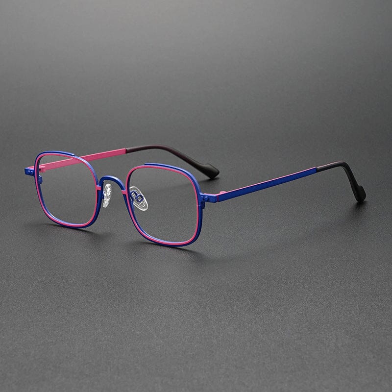 Butler Retro Titanium Eyeglasses Frame Round Frames Southood Blue Red