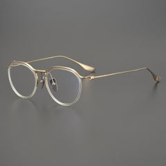 Cain Vintage Titanium Eyeglasses Frame Aviator Frames Southood Gold Transparent