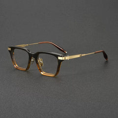 Cal Vintage Acetate Titanium Glasses Frame Rectangle Frames Southood Clear Tea Gold