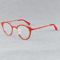 Calum Retro Titanium Glasses Frame Geometric Frames Southood Red