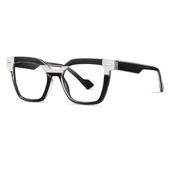 Carmine Vintage TR90 Eyeglasses Cat Eye Frames Southood Black White 