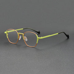 Cary Retro Titanium Eyeglasses Frame Round Frames Southood Green Brown