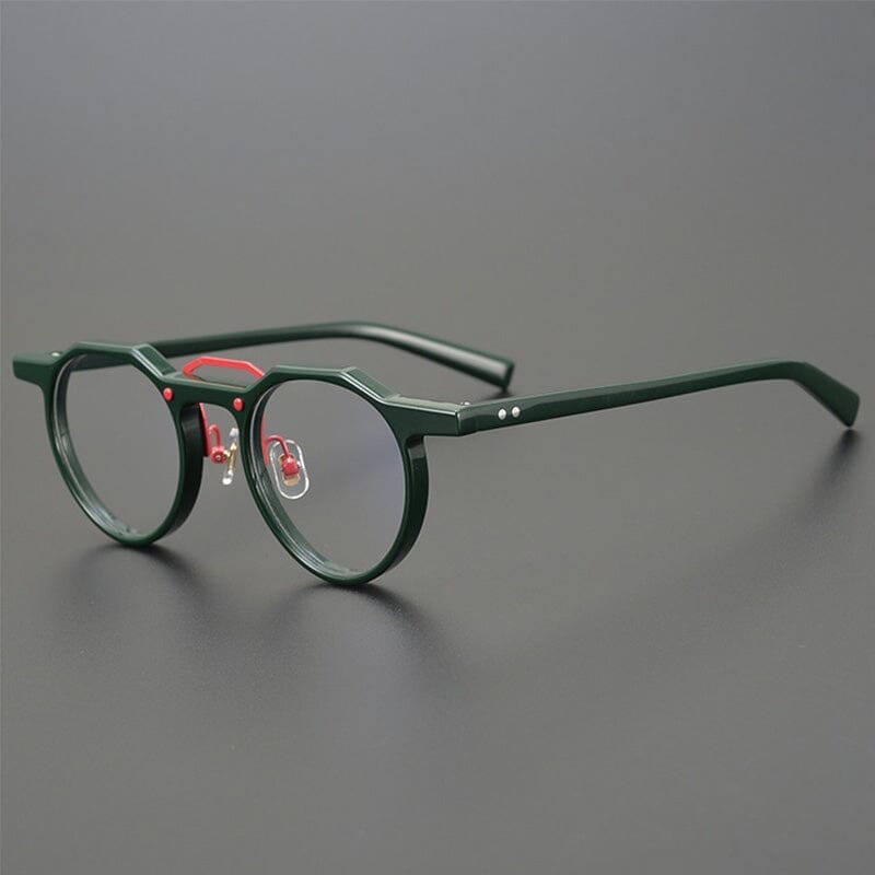 Casper Personalized Acetate Glasses Frame Round Frames Southood Dark green