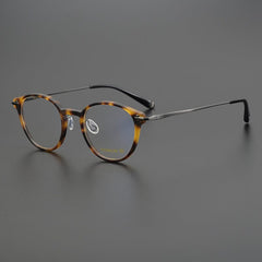 Cayle Vintage Acetate Titanium Glasses Frame Round Frames Southood Matte Leopard