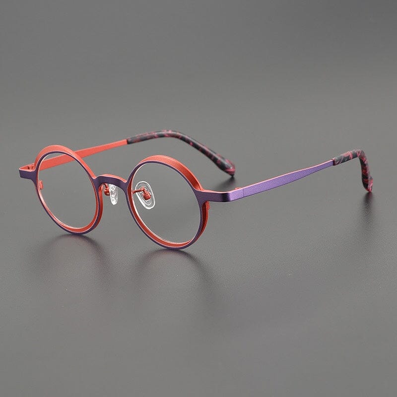 Chay Titanium Round Glasses Frame Round Frames Southood Purple Red