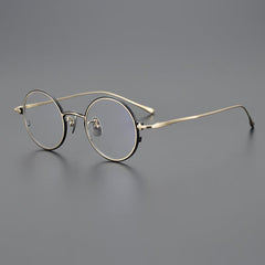 Chris Vintage Round Titanium Eyeglasses Frame Round Frames Southood Black gold