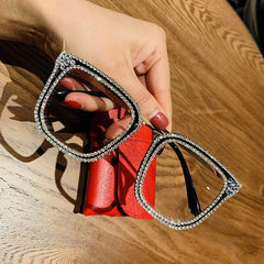 Christina Oversized Rhinestone Glasses Frame Rectangle Frames MON