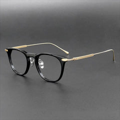 Claus Vintage Acetate Titanium Glasses Frame Oval Frames Southood Black Gold