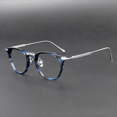 Claus Vintage Acetate Titanium Glasses Frame Oval Frames Southood Blue Silver