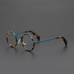 Clay Acetate Alloy Glasses Frame Oval Frames Southood Green Leopard