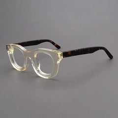 Codi Retro Acetate Glasses Frame Round Frames Southood Yellow Leopard