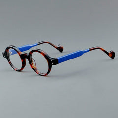 Colin Vintage Round Acetate Glasses Frame Round Frames Southood Leopard Blue
