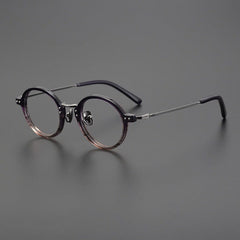 Crunch Vintage Acetate Titanium Glasses Frame Round Frames Southood Black-purple