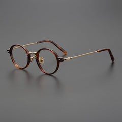 Crunch Vintage Acetate Titanium Glasses Frame Round Frames Southood Leopard